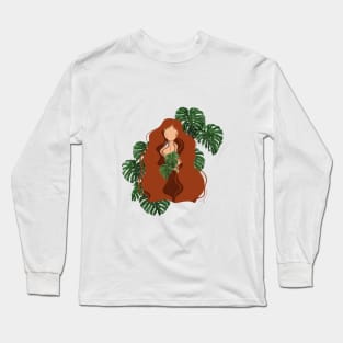 Abstract Portrait Illustration, Plant lady art 1.2 Long Sleeve T-Shirt